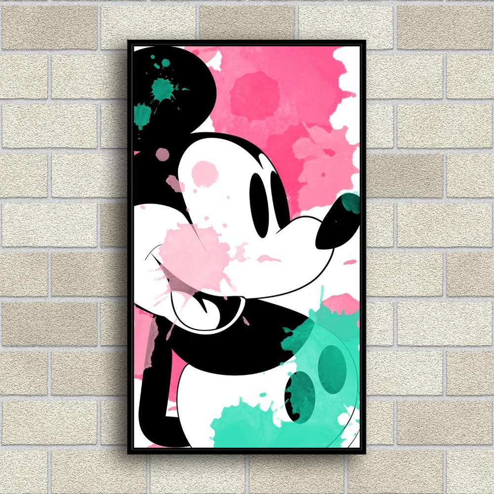 Mickey Mouse Poster Decorative Painting Canvas Wall Art(Framed)